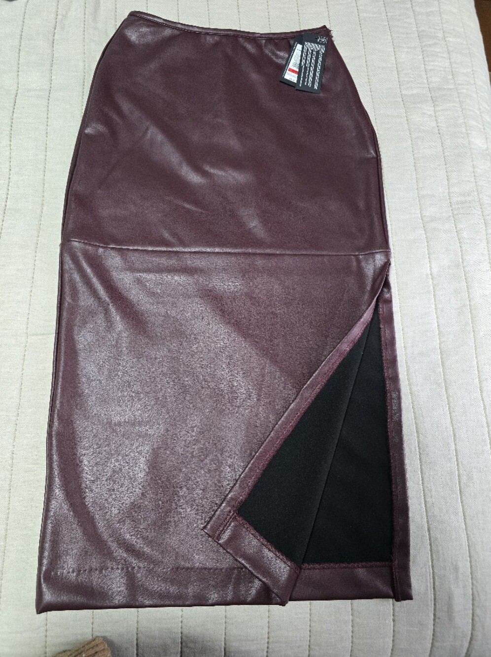 Kenneth Cole Faux Leather Pencil Skirt in Deep Burgundy - Picture 4 of 11